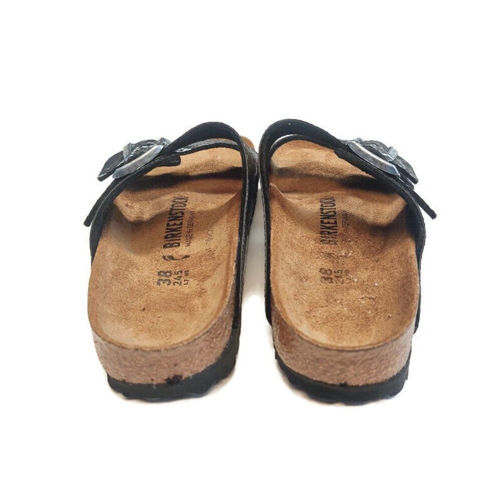 Birkenstock Arizona Sandals Mens 5 - 5.5 Womens 7 - 7.5 Black Python Narrow - Picture 7 of 9